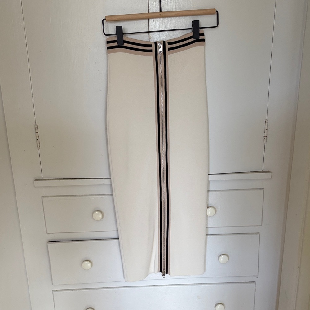 Anthropologie Cream Pencil Skirt with Black Stripe